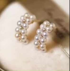 Viviann Original sterling silver Half Earring Pearl Earrings 925 Silver Needle Earrings Elegant Fashion Korean Oversized White Pearl Drop Earrings for Women Bohemian Golden Round Zircon Wedding Earrings Jewelry Gift