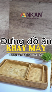 Rổ Mây Tre Đan ANKAN – Khay Trang Trí Vintage Đựng Trái Cây Bánh Kẹo Mỹ Phẩm Đồ Uống