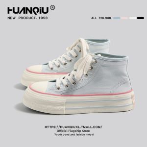 HuanQiu | Womens Summer High-top Thick Sole Canvas Shoes