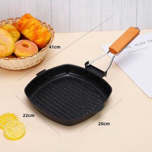 Foldable Grill Pan Stripe Portable Frying Pan for Steak Non Stick Skillet Compact for Camping & Kitchen Fits All Stove Tops