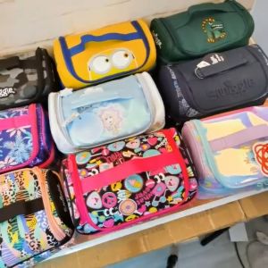 [READY STOCK] [ORIGINAL]Smiggle Cosmos Double Decker Lunchbox With Strap  Marvel Super heroes  Minecraft Purple Butterfly lunchbag