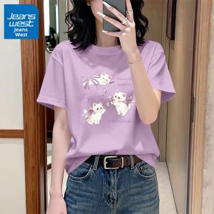 Jeanswest | Áo Thun Phong Cách Thư Giãn Màu Tím Cotton