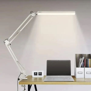 New LED Desk Lamp with Clamp Swing Arm Desk Lamp Dimmable Eye-Caring Desk Light with 10 Brightness Level 3 Lighting Modes