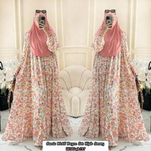 gamis rayon jumbo set hijab busui friendly aman di pakai