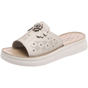 Dép Da Thật Mùa Hè Cho Mẹ Dép Đế Mềm Đế Phẳng Thường Ngày Cỡ Lớn Cho Phụ Nữ Trung Niên Và Người Cao Tuổi Dép Đế Bằng FEGO