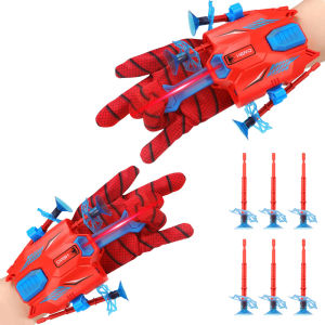 Cosplay Super Hero Iron Man Hulk Spider-Man Red Ray Aiming Glove Launcher Mask Spider Web Gloves Toys For Boy Gift