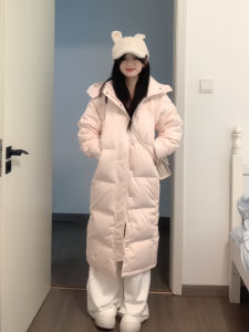 2024 Winter Thickened down Cotton Jacket Womens Mid-Length Korean Style Coat Knee-Length Couple Outerwear with Hood