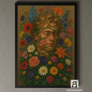 Tranh Nghệ thuật "Chàng Trai Với Hoa" VIETSMART ART - Acrylic 45 x 60cm