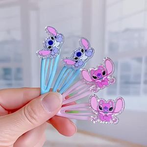 2PCS/Set Cute Stitch Glitter Hair Clips Cartoon Anime BB Hair Clip for Kids Girls Stylish DIY Hair Accessories Kawaii Hairdress