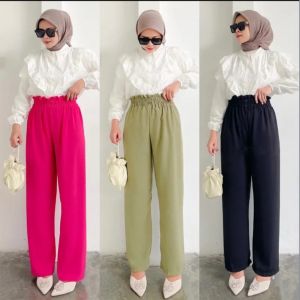 Kulot Wanita Variasi Kancing Dua Highwaist Cringkle Airflow Tebal XXL Jumbo Bigsize BB 85KG