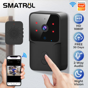 SMATRUL Tuya Intelligent Wifi Doorbell wireless with camera Outdoor 1080P High-Definition Camera Anti-Theft Door Bell Night Vision doorbell Video Intercom Home Monitor Door Phone Voice Camera Waterproof doorbell Permanent Cloud Storage 75°Wide Angle - Lazada