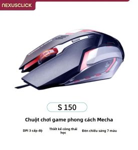 Chuột Chơi Game Có Dây NexusClick S150 1600 Dpi USB Im Lặng 4 Nút Tiện Dụng Với Đèn Nền LED 7 Màu Cho Game Thủ Máy Tính Xách Tay PC