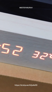 BISA COD - Jam Meja Digital / Jam Alarm LED Wood Plus Temperature Suhu / Motif Kayu LED Dekorasi