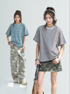 CHANT2nd | Durable Breathable Cotton Striped T-shirt 280g