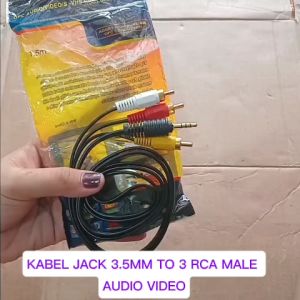 V195 ORI 3.5 35 MM JACK TO 3 RCA MALE AUDIO VIDEO AV CABLE AUX STEREO CORD STANDARD CONVERTER WIRE.