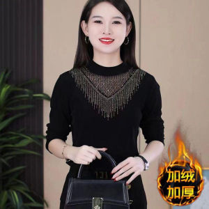 Fashionable Thickened Fleece Womens Set Casual High-End Two-Piece Suit Mommy Style Winter Collection Age-Defying Leisure Wear