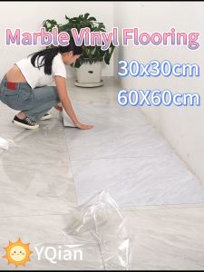 [New] YChao Marble Tiles Vinyl Floor 45 x 45cm floor tiles sticker 60x60cm Self Adhesive PVC Floor Sticker Waterproof Anti-slip wear-resistant Home Office Floor Decoration accessories Mozek Lantai ceramic tile vinyl flooring