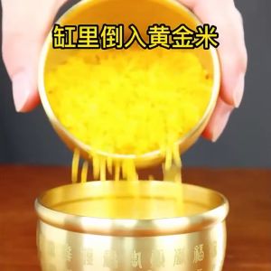 送五帝钱 已开光 百福缸 Pure Brass Rice Pot with Lid Copper Pot Baifu Copper Pot Cornucopia Piggy Bank Home Living Room Baifu Decoration Small Ornaments