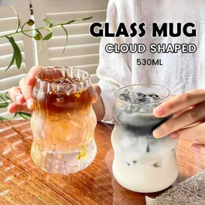 530ml Drinking Cups Heat-resistantn Coffee Milk Tea Cup Creative Clear Vintage Fluted Glassware Drink Glass