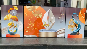 (ẢNH CHỤP) Tranh treo tường trừu tượng trang trí phòng khách nhà hàng khách sạn kèm đinh