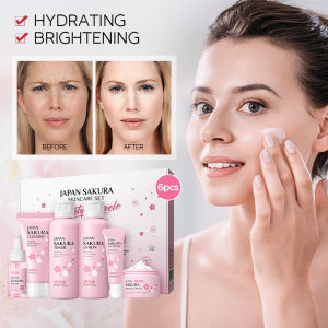 LAIKOU Bộ Quà Tặng Chăm Sóc Da Sakura Nhật Bản Sữa Rửa Mặt Dưỡng Ẩm Làm Trắng Chống Lão Hóa Serum Toner Kem Dưỡng Da Mặt Kem Mắt Bộ Giá Trị Chăm Sóc Da Mặt 5 Món