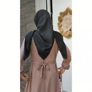 Gamis Rayon Polos Kancing Delina | Dress Rayon Twill Polos Kancing | Homeydress Remaja Polos