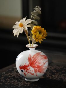 Đĩa Hoa Sứ Thủ Công Trung Quốc Cổ Điển Trang Trí Nhà Bể Cá Vàng Tôm Chim Trái Đất Trang Trí Bàn Trà Trà Đĩa Hoa Sứ