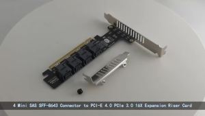 T.F.SKYWINDINTL(TFSKYWINDINTL) | PCIE to U.2 Adapter Card PCI-EX16 to 4 Ports SFF-8643 expansion card Support X4 X8 X16 Slot Motherboard with PCIE Split Function