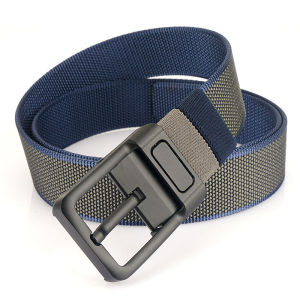 Men Pin Buckle Nylon Waistband Double-Sided Woven Canvas Belt Long Leisure Cargo Military Fan Training Pant Belt