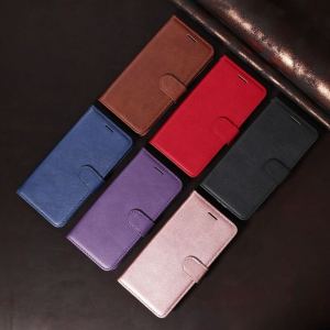 Flip Case for iPhone 16 15 14 13 Mini Pro Plus Max Retro Leather Wallet Casing Card Slots Solid Color Phone Cover