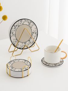 Luxurious Ceramic Heat Resistant Waterproof Dining Table Mat Nordic Retro round Cup Coaster Pot Holder Slip Resistant Pad