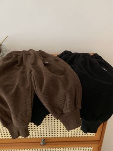 Warm Fleece Lined Corduroy Cuffed Pants for Boys Autumn Winter Childrens Clothing Casual Style Kids Thermal Trousers