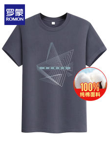 เสื้อยืดคอกลมพิมพ์ลายลำลองผ้าฝ้ายแท้ ทรงหลวม แขนสั้น ระบายอากาศได้ดี ใส่สบาย สำหรับผู้ชาย ฤดูร้อน 2025 เสื้อยืดคอกลม