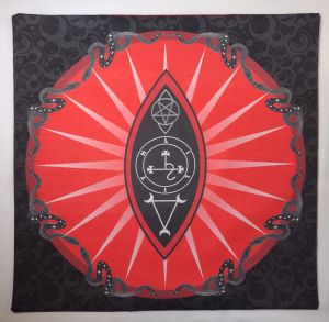 VIKAMA Black and Red Lilith Talisman Wallpaper Dark and Mysterious Altar Cloth Pentagram Divination Tarot Card Wallpaper
