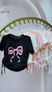 Blouse Crop Top for Kids Girls Korean Outfit Style Cute Printed Design Casual Crop Top T-shirt for Kids Girls 3-12Y