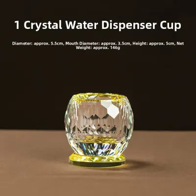 Creative Crystal Water Cup Set for Buddha Offering Three Linked Cups with Base Gift Box Home Decorations Chinese Style