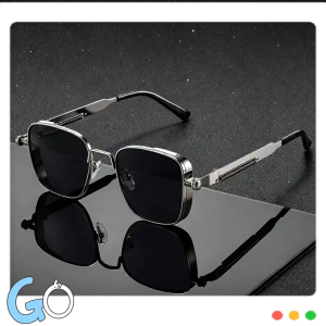 Steampunk Sunglasses for Men Women UV400 Protection Metal Square Frame Fashion Durable Spring Hinge Comfort Fit Cermin Mata Hitam