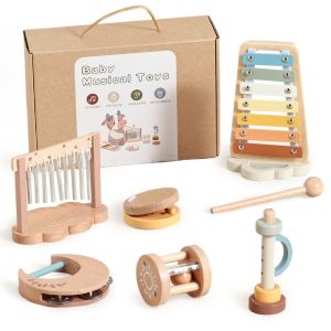 Baby Handheld BellRinging InstrumentChildhood Early EducationSoothing Bed BellWooden GrippingChewing ToyWooden instruments
