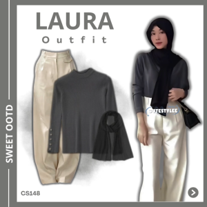 Outfit Hijab OOTD Kekinian Terbaru (Sweater Oropants Pashmina) 3IN1 Setelan Wanita CS148