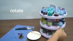 SANFURNEY 3-Tier Spinning Paint Organizer Rack for 48 Bottles Rotating Tower Craft Paint Storage Holder Stand Compatible with Citadel Paints