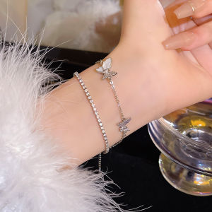 KANCAI Korean Style Versatile Butterfly Zirconia Bracelet Womens Luxury Minimalist High-End Sensation Ladylike Elegance Hand Jewelry