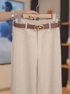 Acetate Wool Narrow Wide Leg Pants Womens Casual Thickened Cashmere Straight Leg Trousers Autumn Winter New Fashion