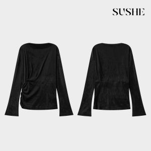 SUSHE | Retro Elegant Velvet Top with Shaping Detail