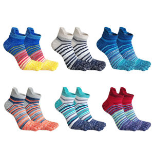 Vintage Five Finger Ankle Socks Mans Cotton Casual Striped Colorful Sweat-Absorbing Fashions Anti-Bacterial Breathable Toe Socks