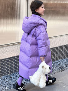 DTNOW Girls Long Down Jacket New Childrens Skisuit Thickened Hooded Cotton Kids Boys Coat Outdoor Windproof Outerwear