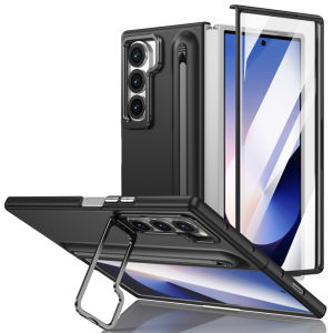 KEYSION with Touch Pen+Screen Protector Fold Phone Case for iPhone Duo Hard PC Metal Kickstand Shockproof Back Cover for iPhone Duo