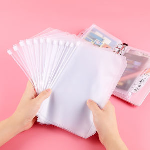 Free Shipping: A5 A6 A7 Transparent Hole Loose-leaf Zipper Bag Thickened Frosted Document Data Storage Bags Insert Karat Chain File Bag