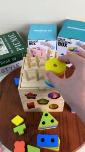 Mainan Edukasi Kotak Puzzle geometri kayu montessori / wooden puzzle 3D Toy Box Kayu MK907