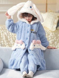 San Hô Dày Lông Cừu Bộ Đồ Ngủ Nhung Mềm Váy Ngủ Trẻ Em Quần Áo Gia Đình Cho Bé Gái Mùa Đông Ấm Áp Sợi Chống Tĩnh Điện Polyester