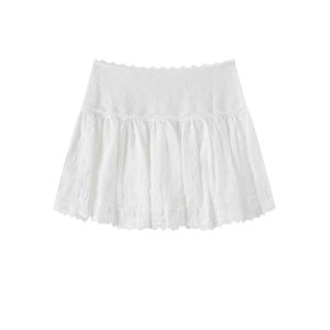 White Lace Trimmed Ballet Skirt PPOHOME New Pet Summer Short Fluffy Womens Skirt High Waist A-Line Casual Style Polyester Fiber